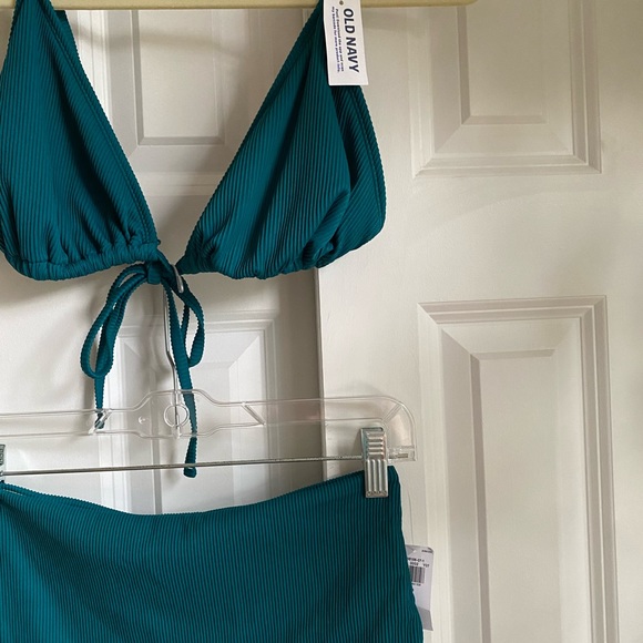 🆕 Old Navy NWT Ribbed Bikini Top & Matching Bottom - Teal - Picture 5 of 10